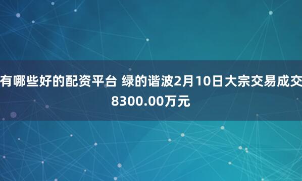 有哪些好的配资平台 绿的谐波2月10日大宗交易成交8300.00万元