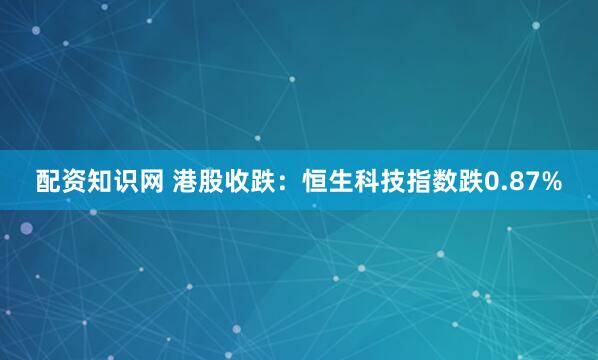 配资知识网 港股收跌：恒生科技指数跌0.87%